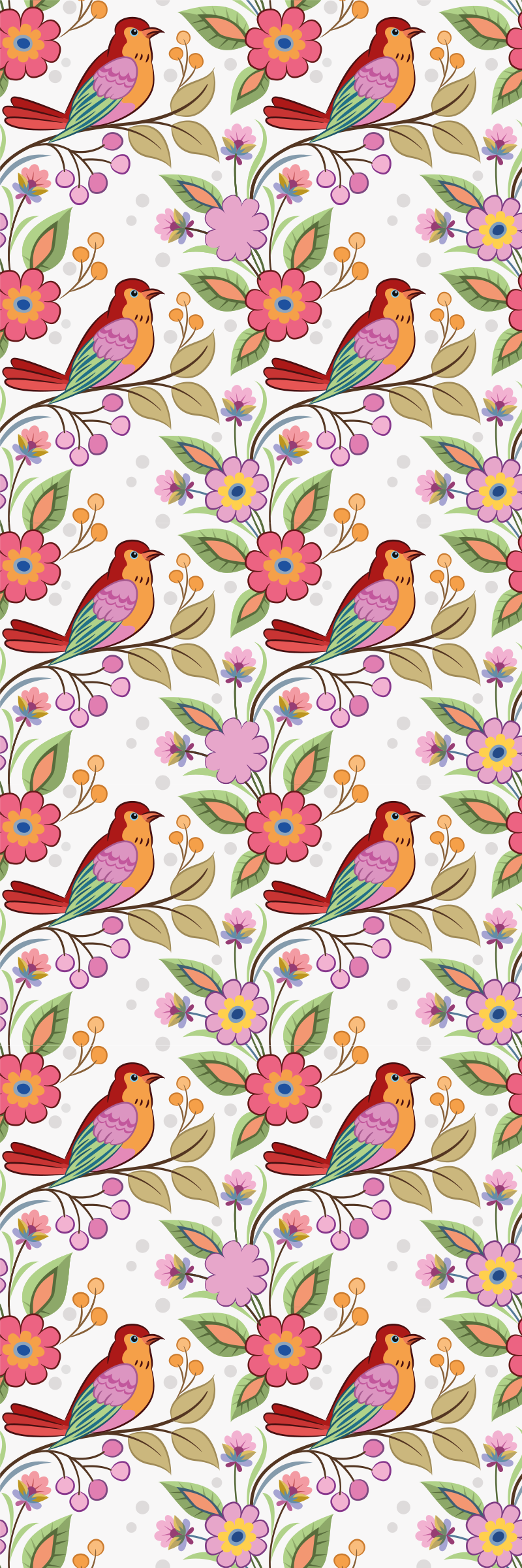 Dieren vinyl tapijt met rode en oranje vogels - TenStickers