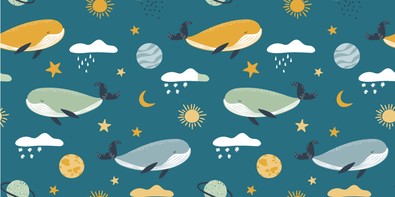Dieren vinyl tapijt trendy walvissen patroon - TenStickers