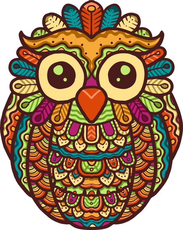 Dieren vinyl tapijt met levendige uil kunst - TenStickers
