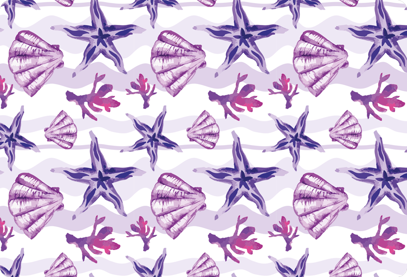 Dieren vinyl tapijt paarse schelp en zeester - TenStickers