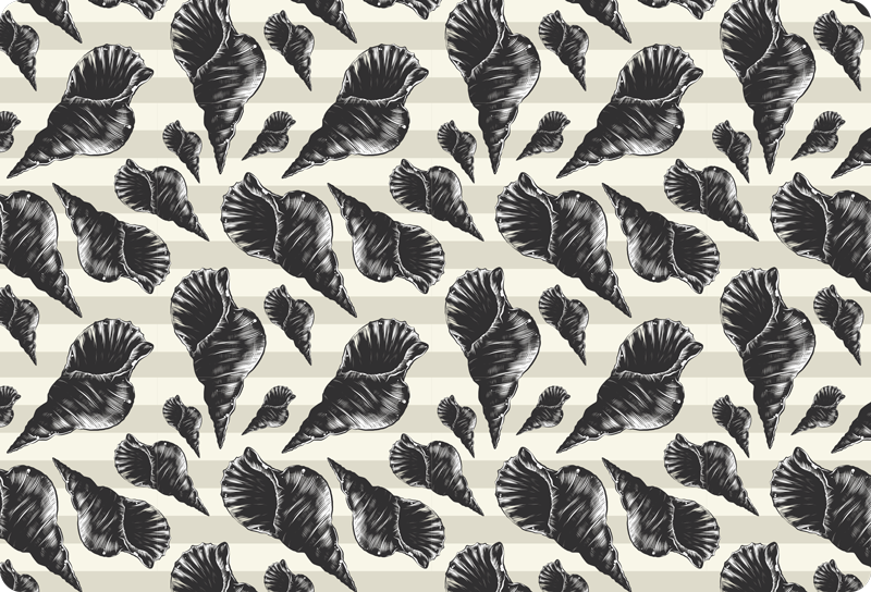 Dieren vinyl tapijt handgetekende vintage schelpen - TenStickers