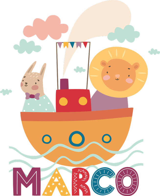 Dieren vinyl tapijt dieren op een boot - TenStickers