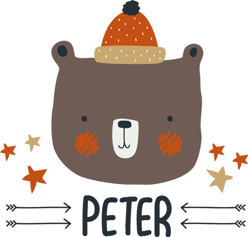 Dieren vinyl tapijt nordic schattige beer gepersonaliseerd - TenStickers