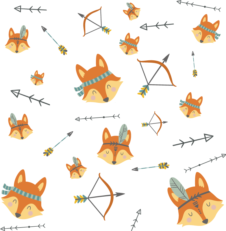 Dieren vinyl tapijt set van vossen en pijlen - TenStickers