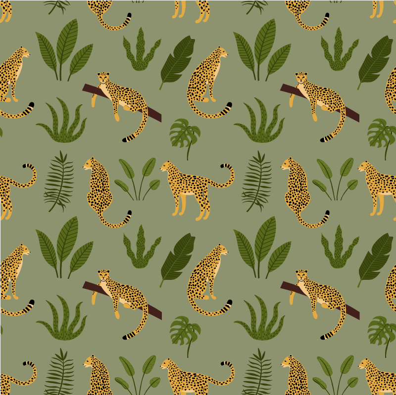 Dieren vinyl tapijt met bloemenjungle luipaarddesign - TenStickers