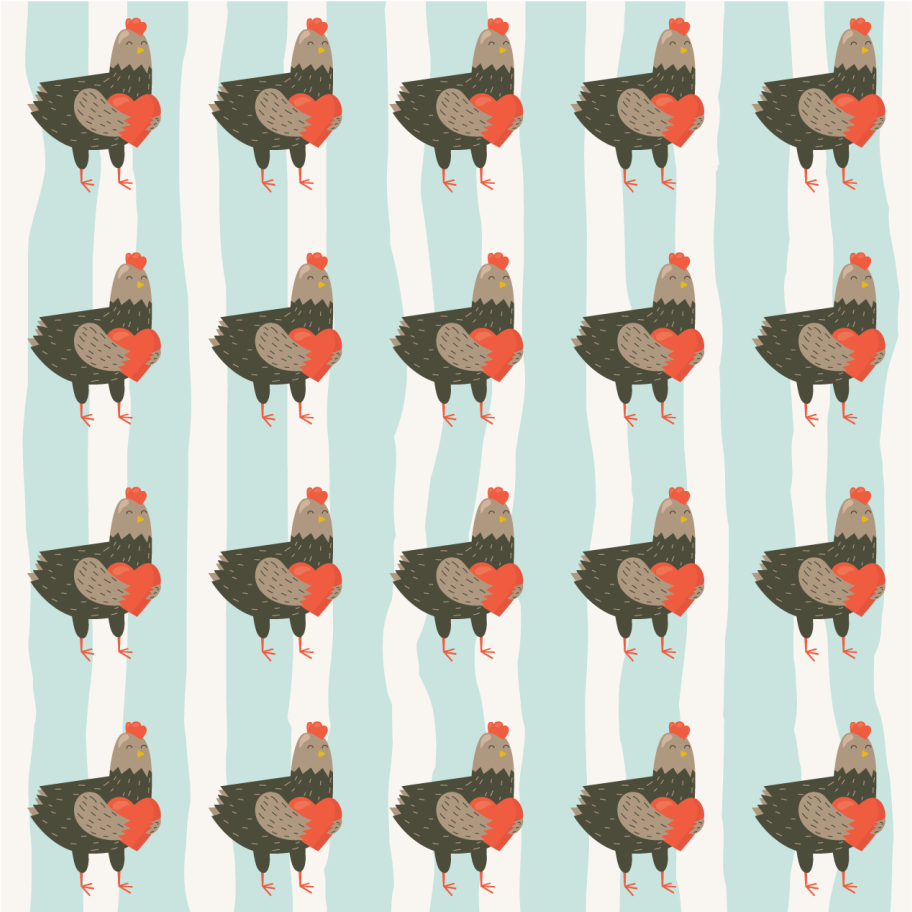 Dieren vinyl tapijt witte strepen en hennen - TenStickers