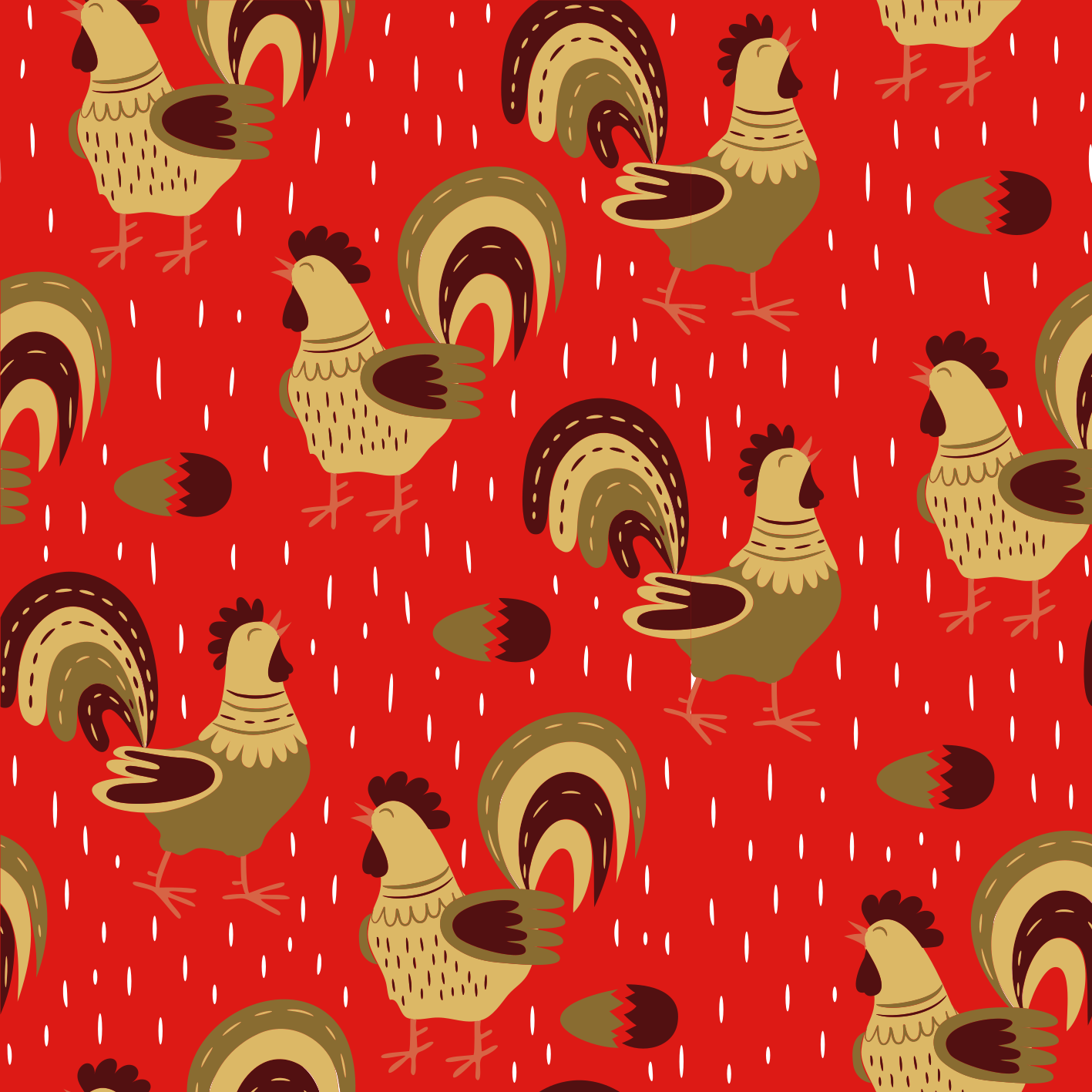 Dieren vinyl tapijt met chinees hanenpatroon - TenStickers