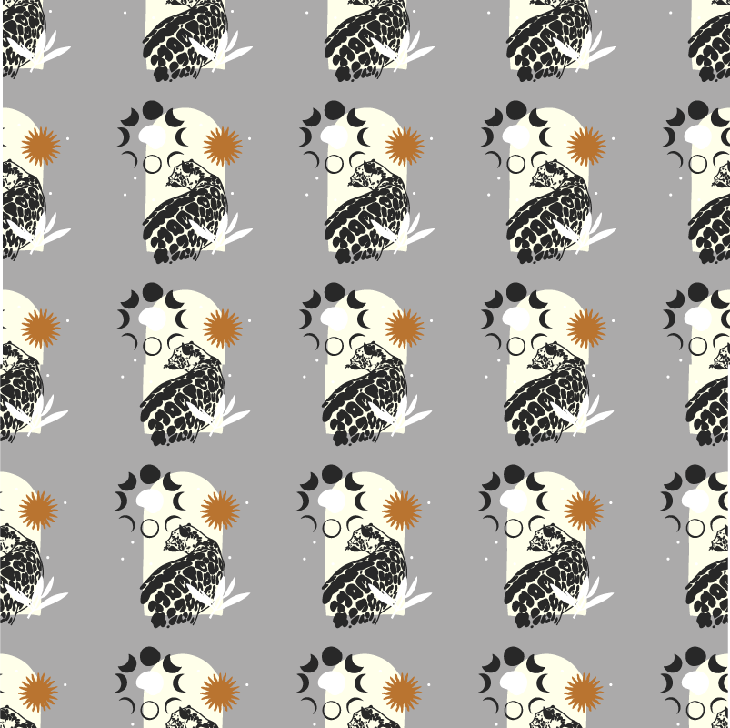 Dieren vinyl tapijt zwart luipaard onder maan patroon - TenStickers