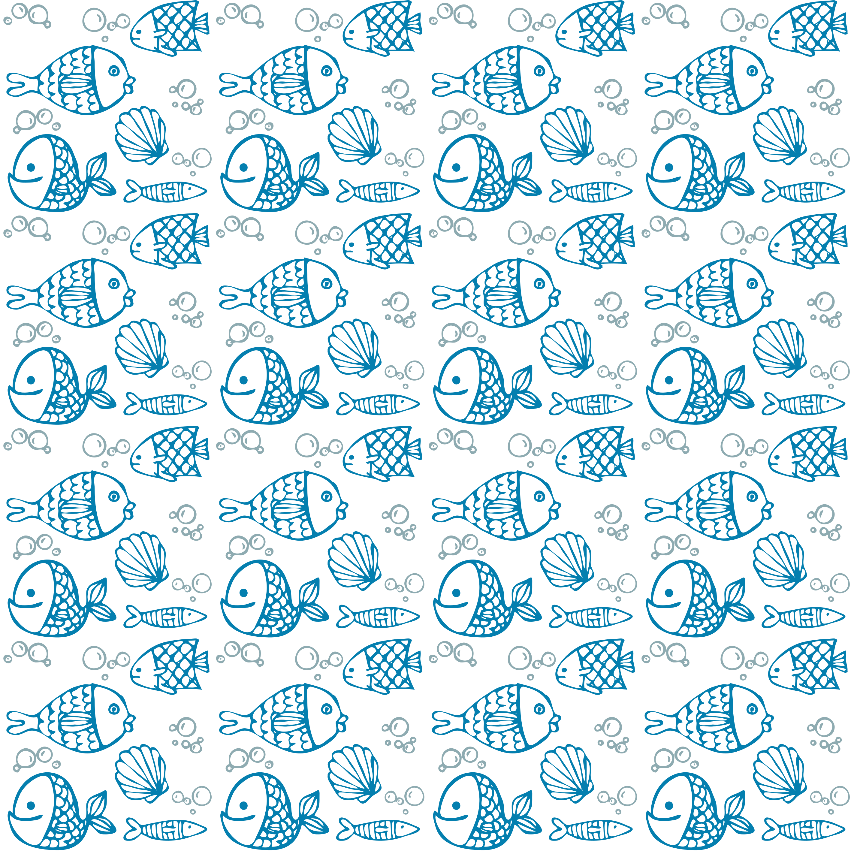 Dieren vinyl tapijt met getekende blauwe vissen - TenStickers