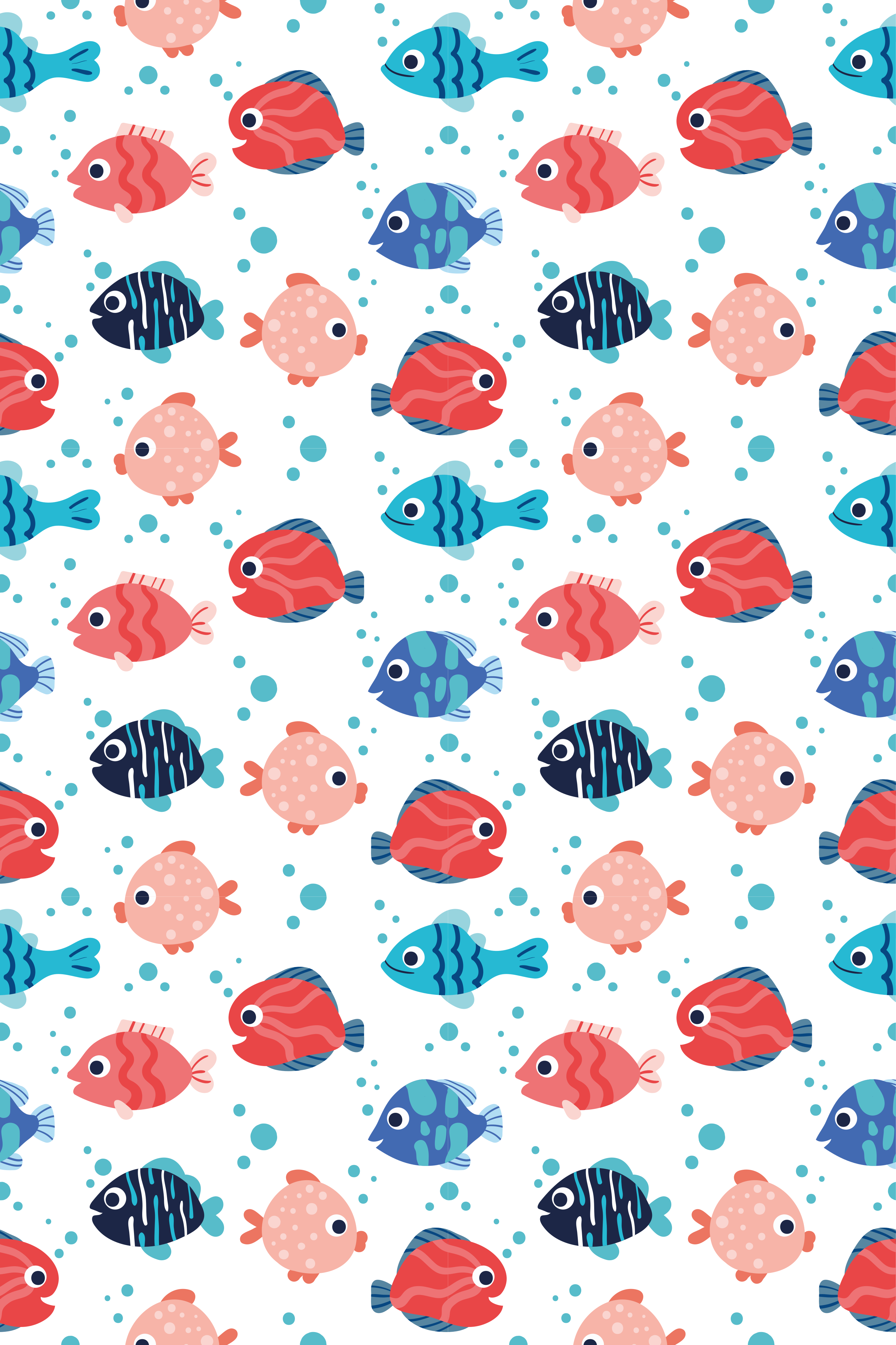 Dieren vinyl tapijt roze en blauwe vissen - TenStickers