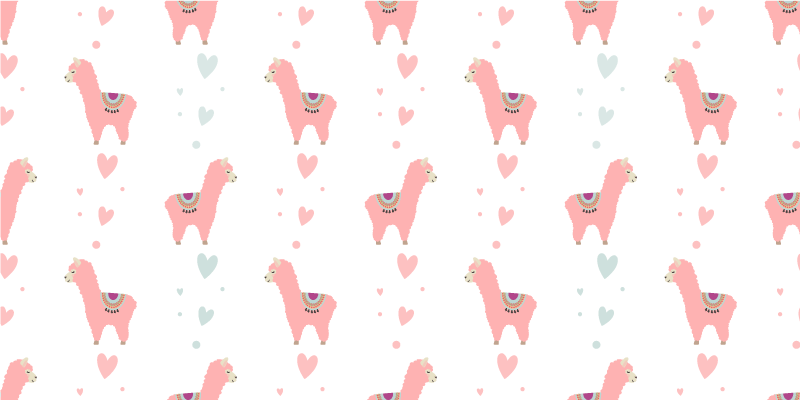 Dieren vinyl tapijt roze lama patroon - TenStickers