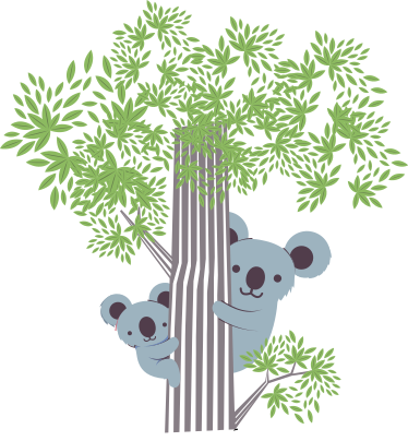 Dieren vinyl tapijt koala's op een boom - TenStickers
