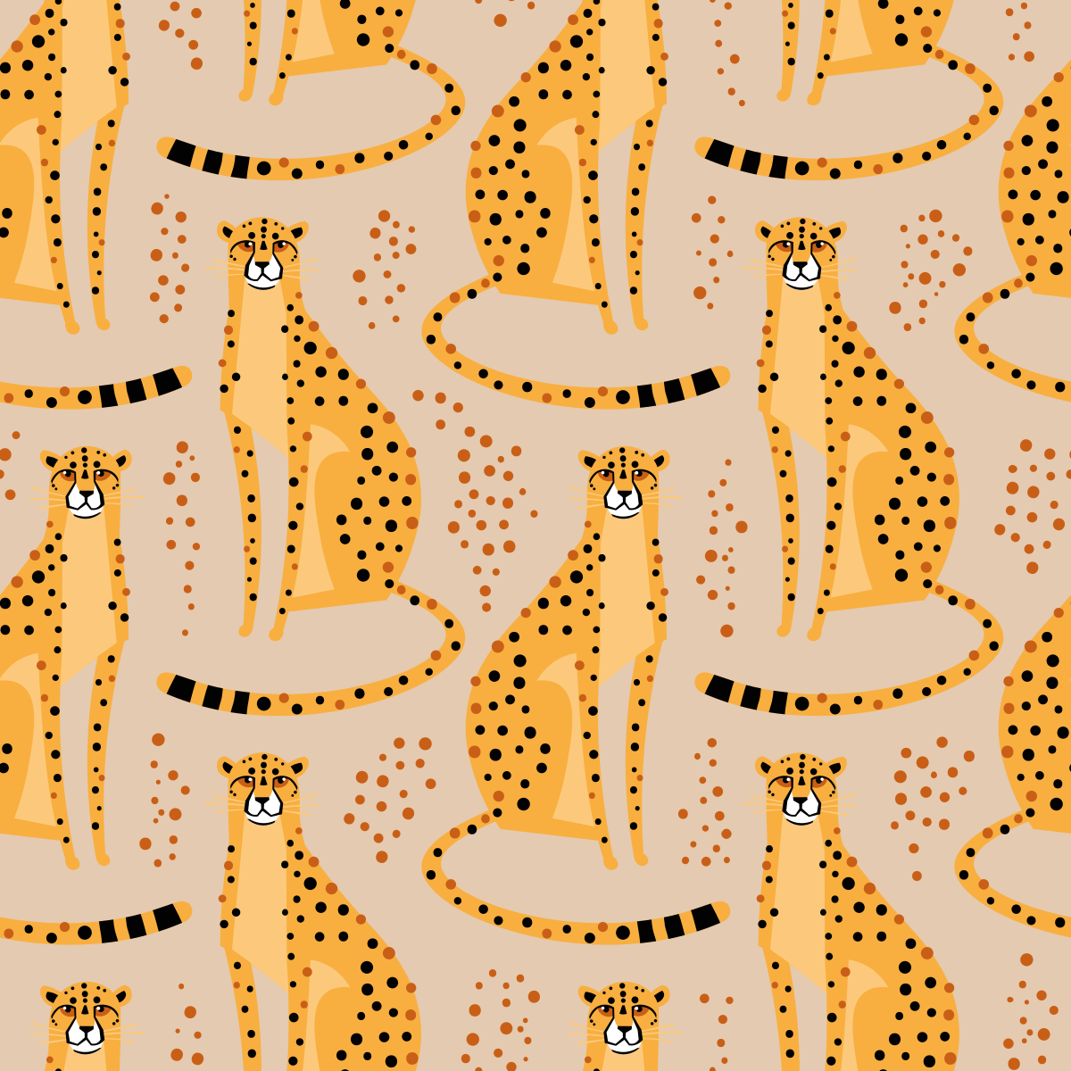 Dieren vinyl tapijt met luipaard illustratie patroon - TenStickers
