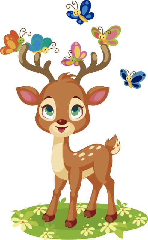 Dieren vinyl tapijt schattig cartoon hert - TenStickers