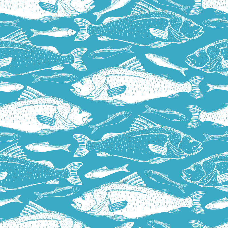 Dieren vinyl tapijt met aquatisch vissen patroon - TenStickers