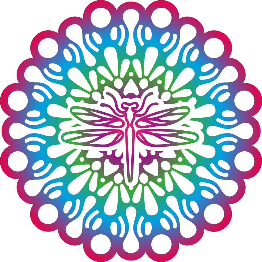 Dieren vinyl tapijt kleurrijke libelle mandala - TenStickers