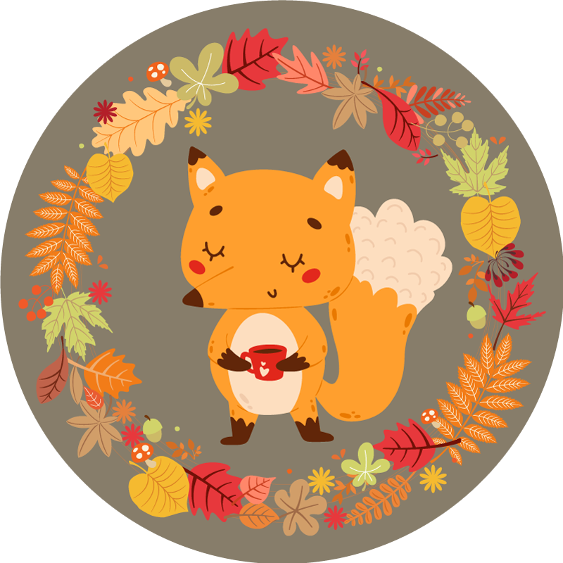 Dieren vinyl tapijt schattige vos sculptuur - TenStickers
