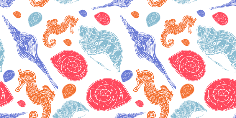 Dieren vinyl tapijt kleurrijke zeedieren - TenStickers