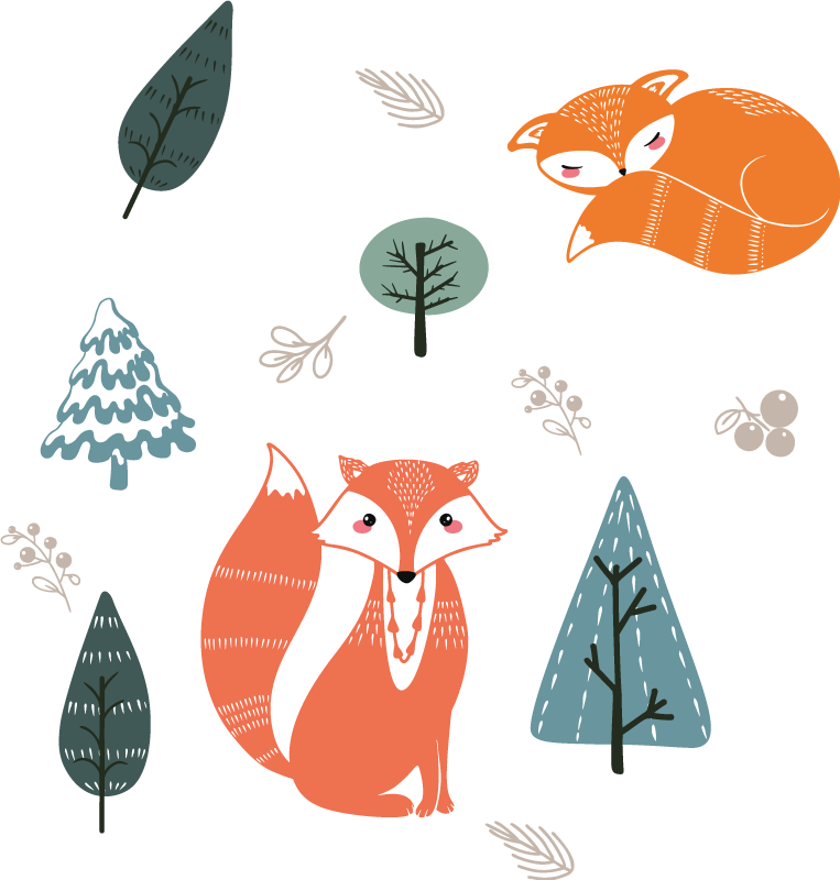 Dieren vinyl tapijt met speelse vos ontwerpen - TenStickers