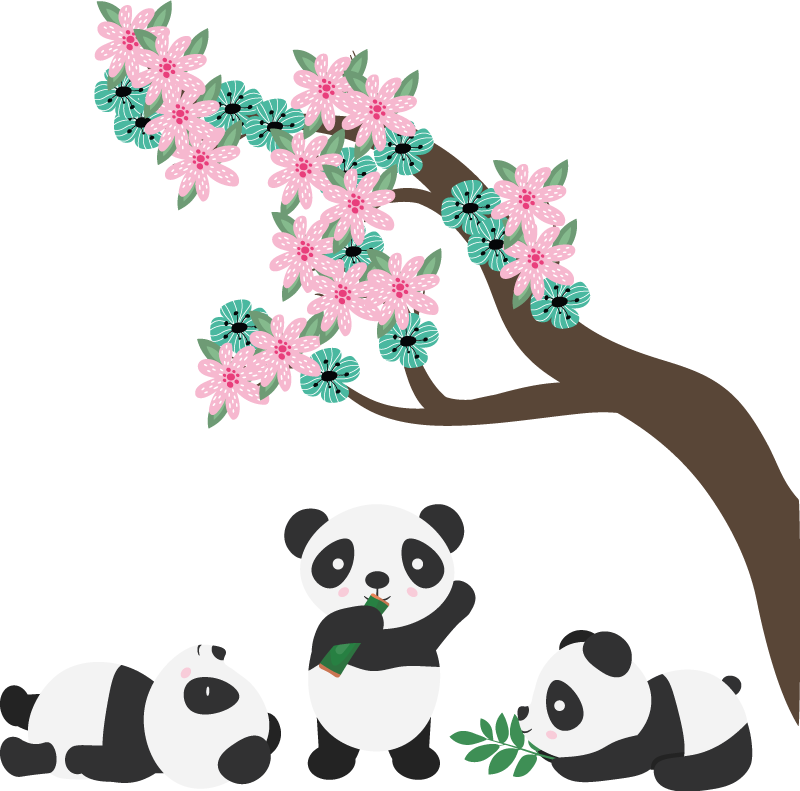 Dieren vinyl tapijt panda clan met een twist - TenStickers