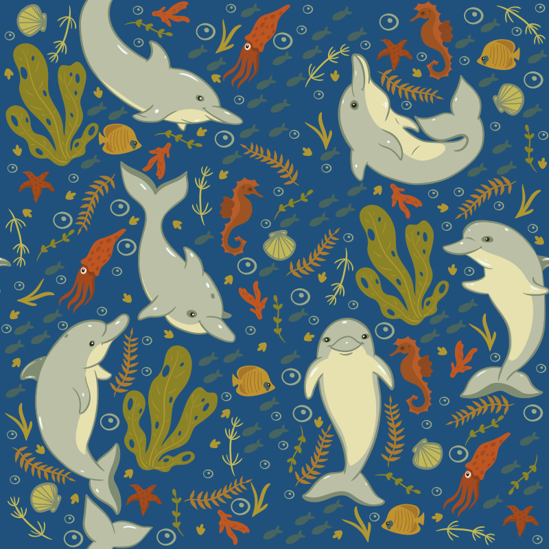 Dieren vinyl tapijt speelse zeeleven - TenStickers