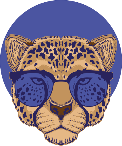 Dieren vinyl tapijt luipaard met bril - TenStickers