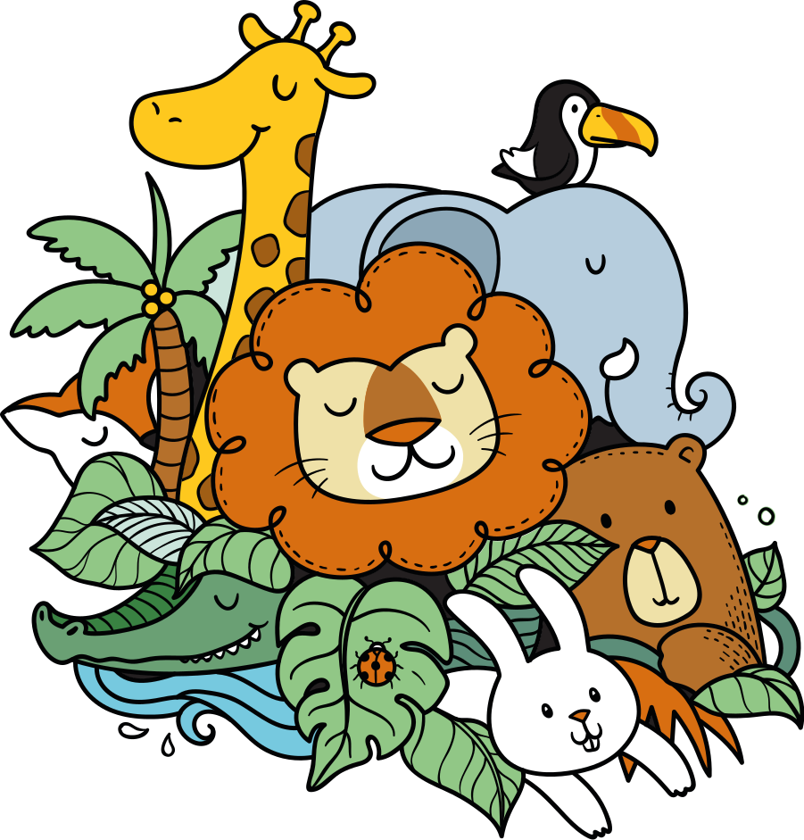 Dieren vinyl tapijt speelse dieren scène - TenStickers