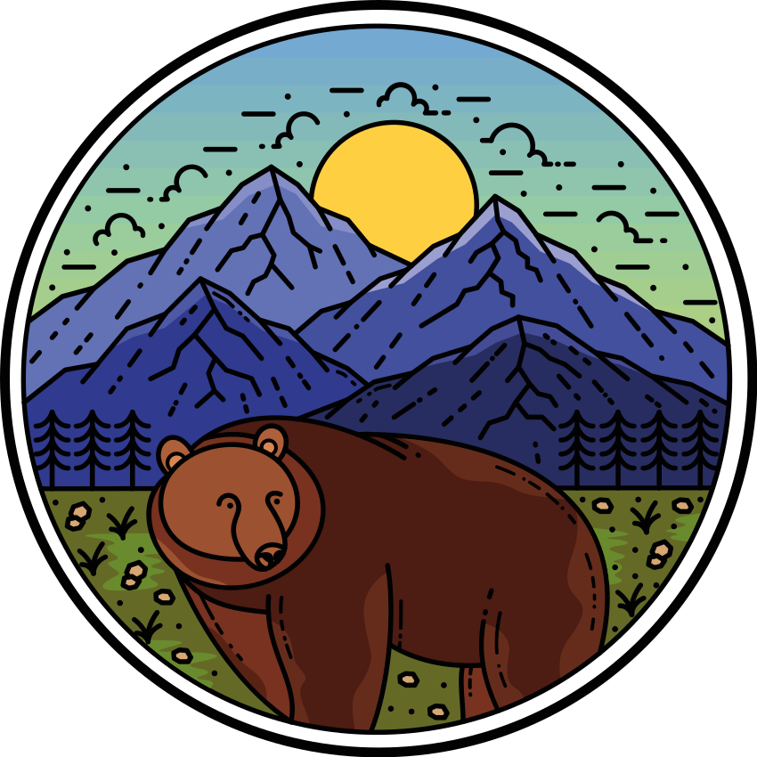 Dieren vinyl tapijt beer in landschap - TenStickers
