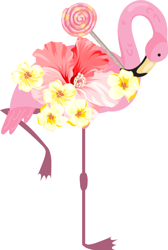 Dieren vinyl tapijt flamingo bloemenontwerp - TenStickers