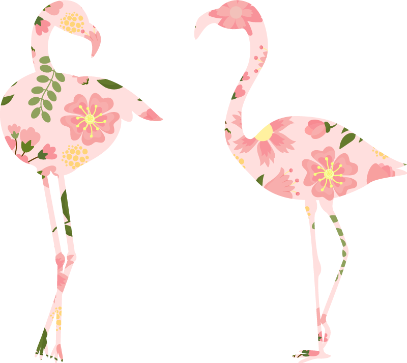 Dieren vinyl tapijt flamingo bloemenpatroon - TenStickers