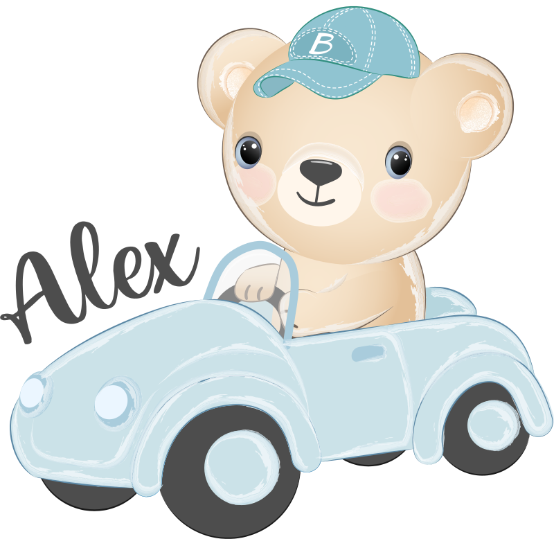 Dieren vinyl tapijt schattige beer chauffeur - TenStickers