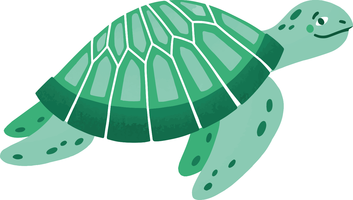 Dieren vinyl tapijt speelse schildpad kunst - TenStickers