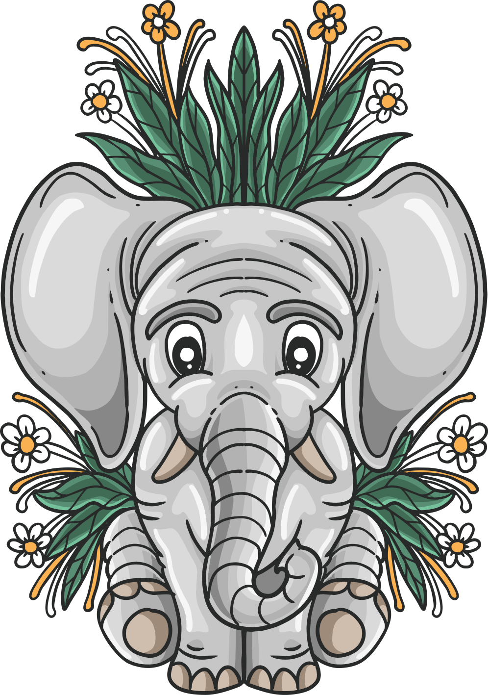 Dieren vinyl tapijt schattige olifantenillustratie - TenStickers