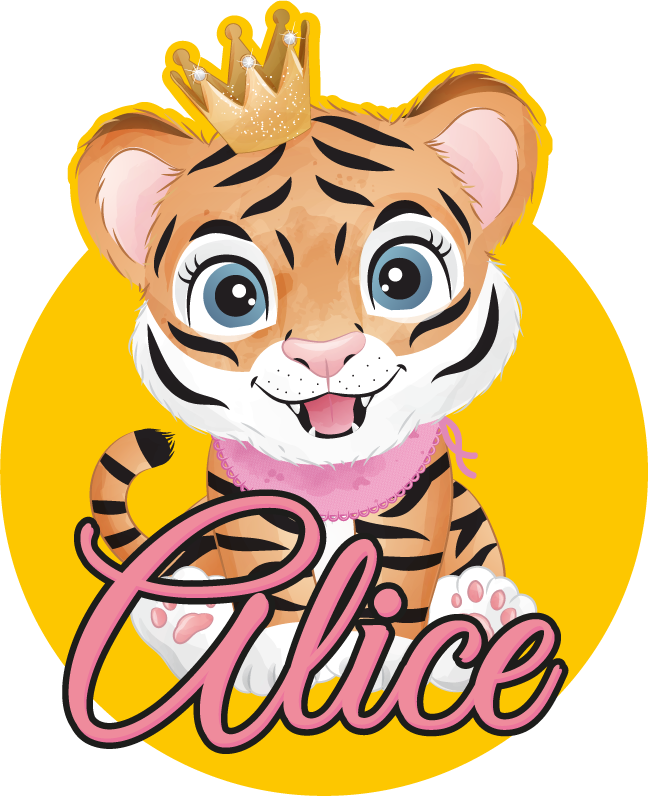 Dieren vinyl tapijt schattige tijger illustratie - TenStickers