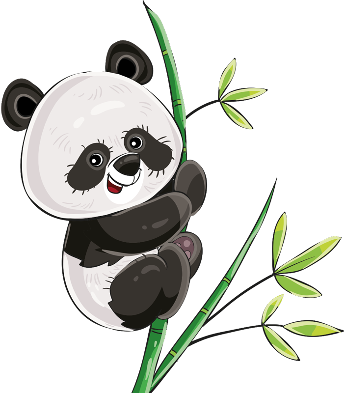 Dieren vinyl tapijt panda klimt bamboe - TenStickers