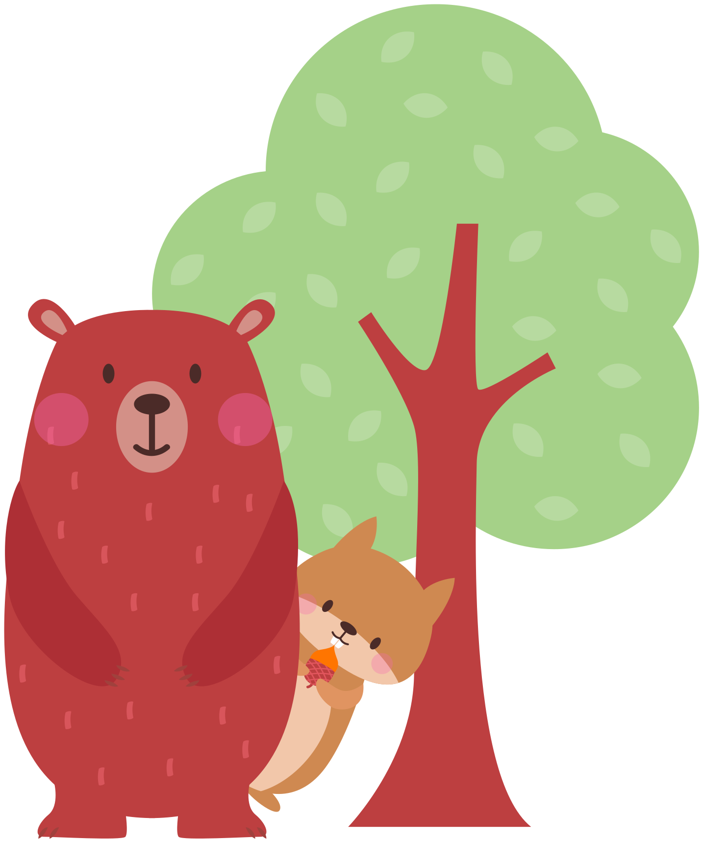 Dieren vinyl tapijt speelse beer metgezellin - TenStickers