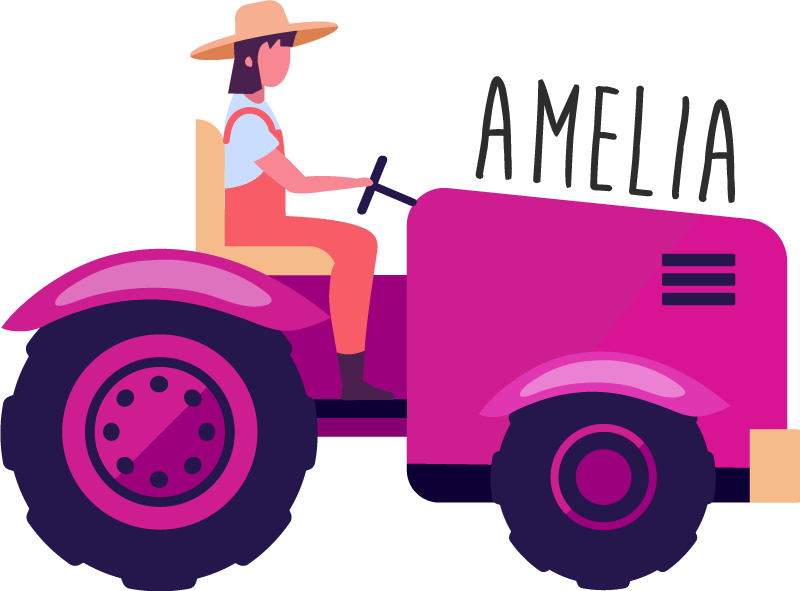 Dieren vinyl tapijt gepersonaliseerd tractor avontuur - TenStickers