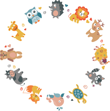Dieren vinyl tapijt met baby dieren in cirkel - TenStickers
