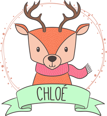 Dieren vinyl tapijt babyhert met naam - TenStickers