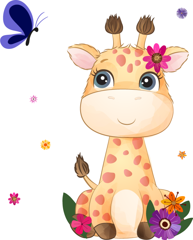 Dieren vinyl tapijt wild afrika voor kinderen giraffe meisje - TenStickers