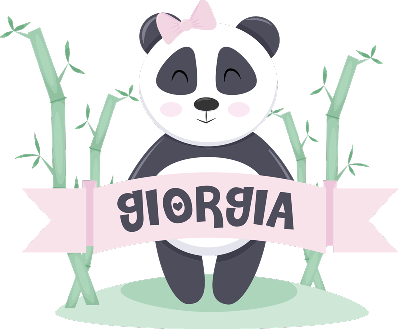 Dieren vinyl tapijt baby panda meisje met naam - TenStickers