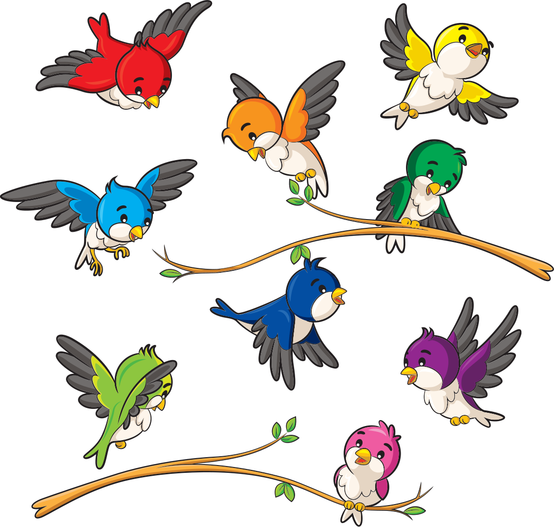Dieren vinyl tapijt kleurrijke kleine vogels - TenStickers