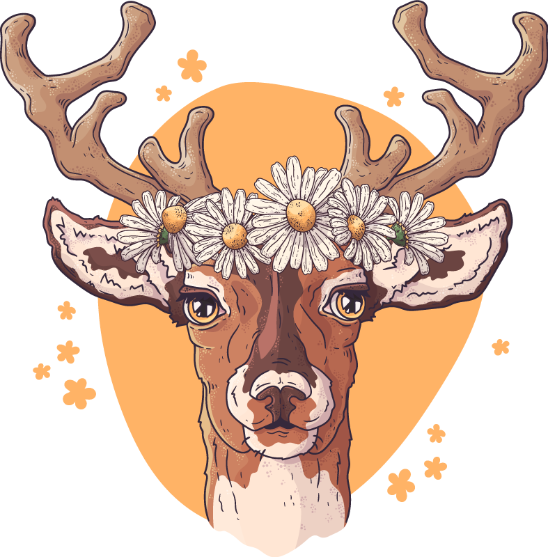 Dieren vinyl tapijt bloemen hert - TenStickers