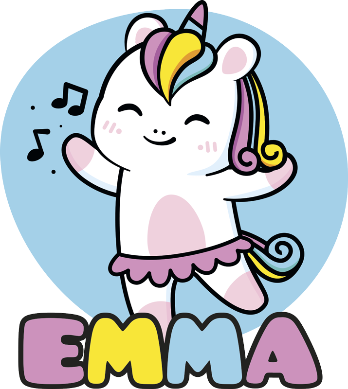 Dieren vinyl tapijt ballerina eenhoorn - TenStickers