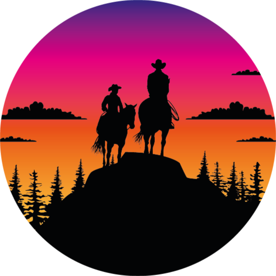 Dieren vinyl tapijt bergen wilde westen en paarden - TenStickers