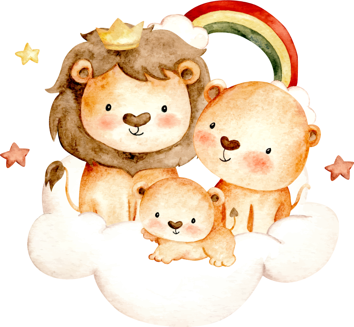 Dieren vinyl tapijt baby dieren met sterren en wolken - TenStickers
