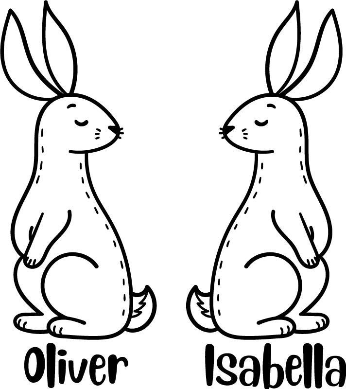 Dieren vinyl tapijt gepersonaliseerde paashazen - TenStickers