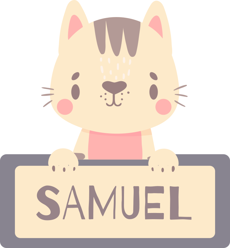 Dieren vinyl tapijt kattenlabel met naam - TenStickers