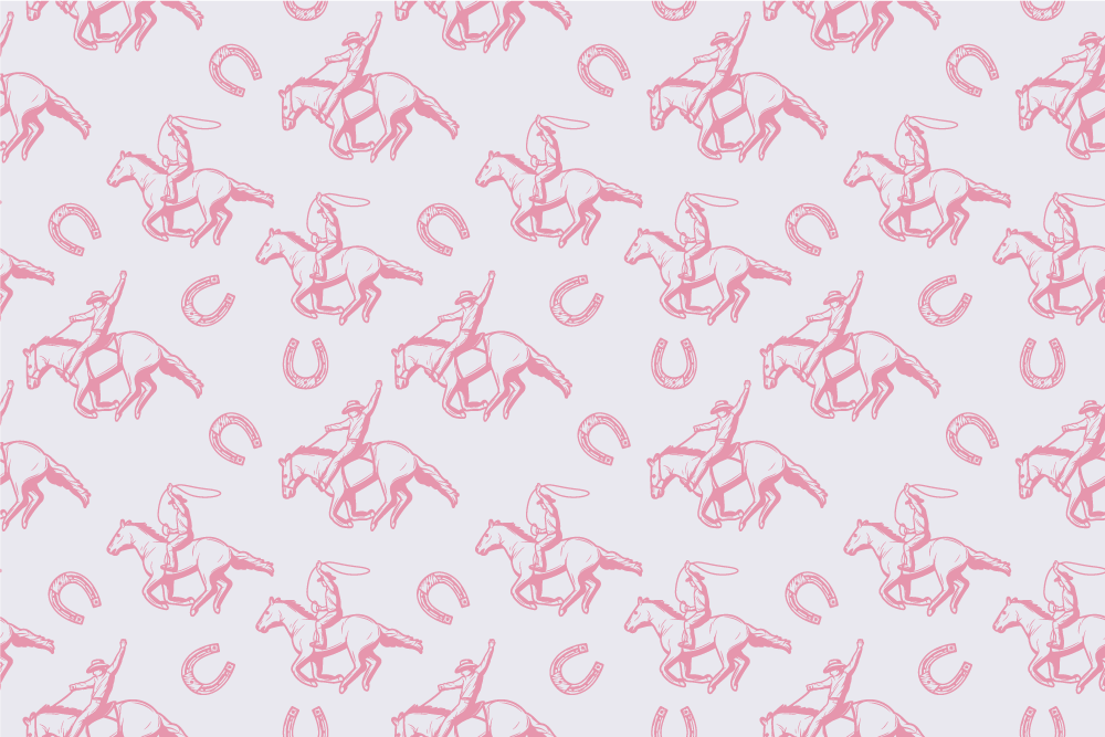 Dieren vinyl tapijt roze cowboypaardenpatroon - TenStickers