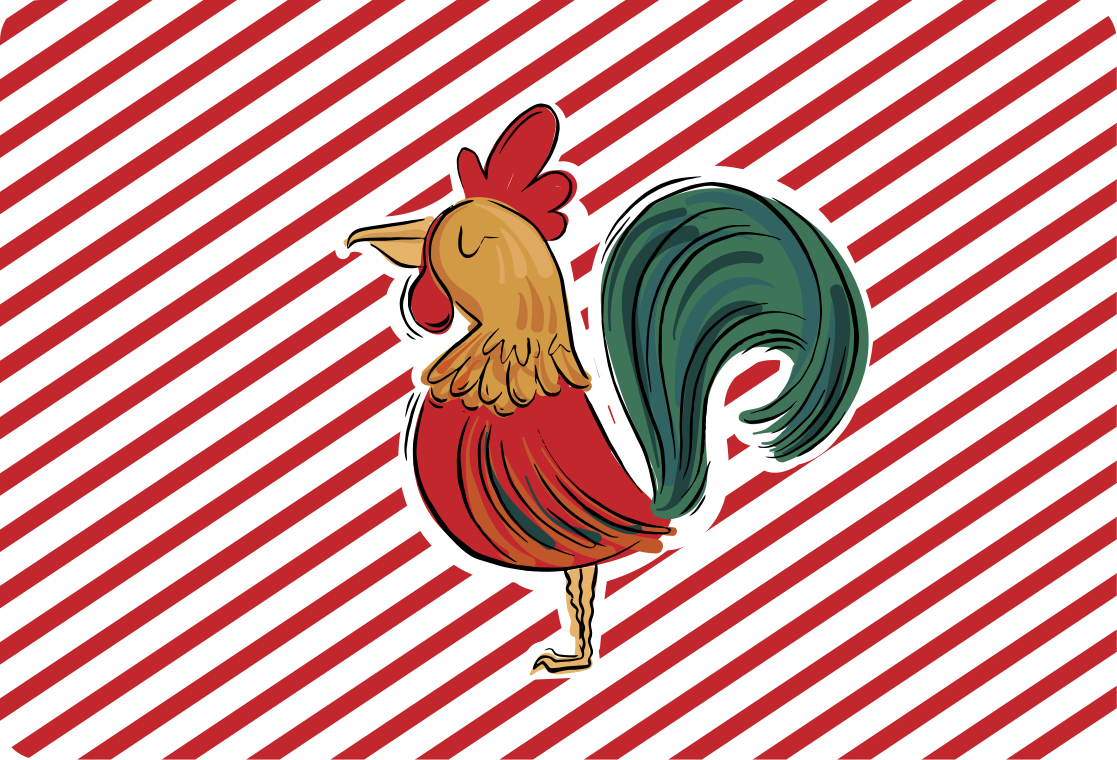 Dieren vinyl tapijt gekleurd kip ontwerp origineel - TenStickers
